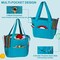 Crochet Bag Organizer for Yarn Storage, Velvet Knitting Tote Bag with Double Handle for Crochet Accessories, Portable Travel Case for Yarn Balls, Crochet Hooks& Knitting Needles Holder (Teal)